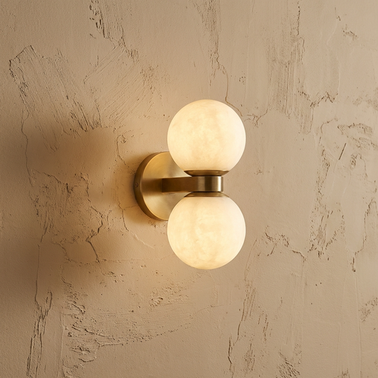 Natural Alabaster Double Ball Wall Light