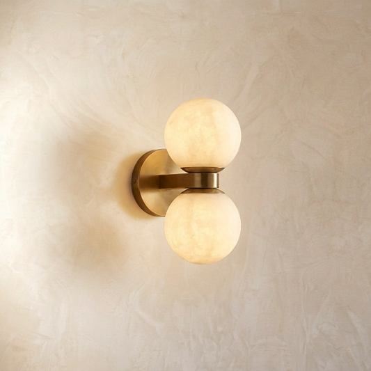 Natural Alabaster Double Ball Wall Light