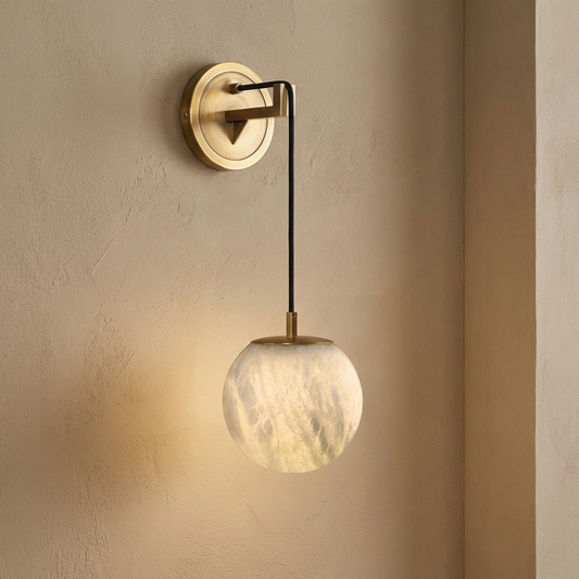 Natural Alabaster Drop Globe Wall Light