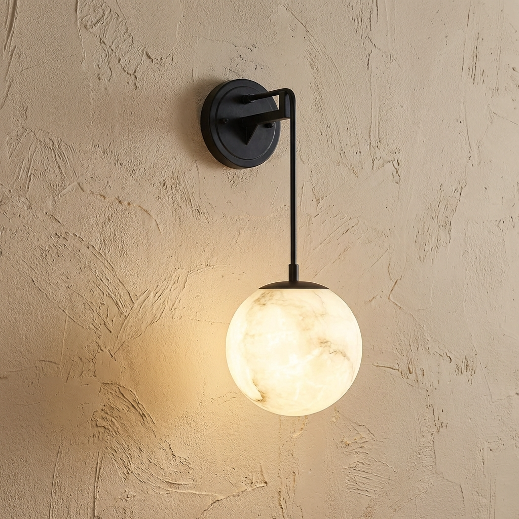 Natural Alabaster Drop Globe Wall Light