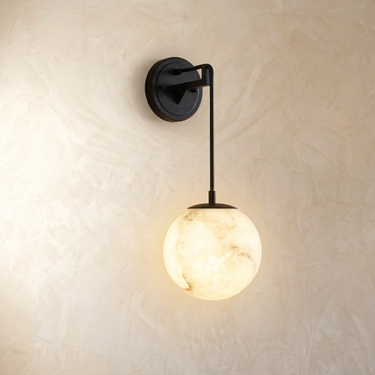 Natural Alabaster Drop Globe Wall Light