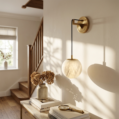 Natural Alabaster Drop Globe Wall Light
