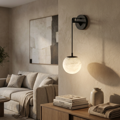 Natural Alabaster Drop Globe Wall Light