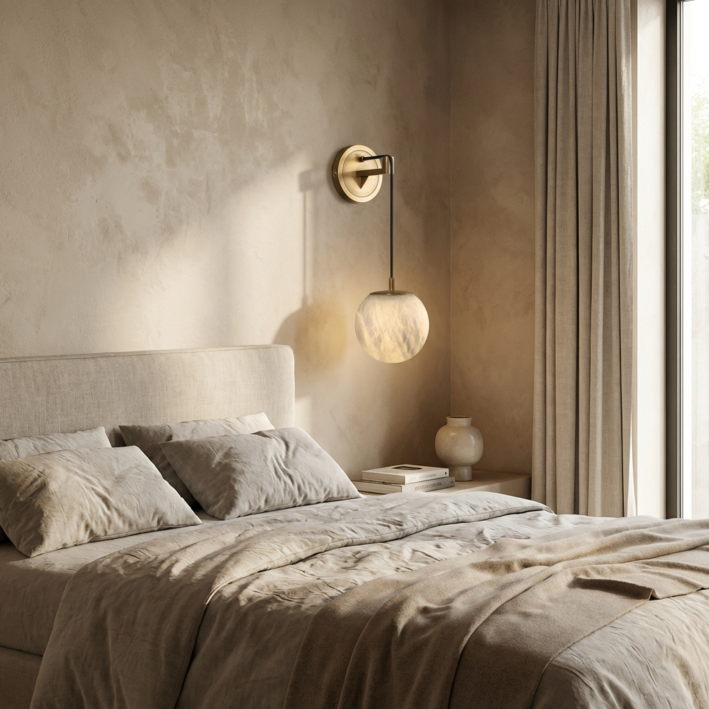 Natural Alabaster Drop Globe Wall Light