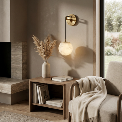 Natural Alabaster Drop Globe Wall Light