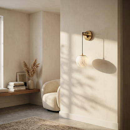 Natural Alabaster Drop Globe Wall Light