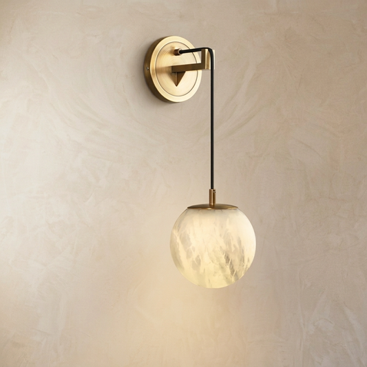 Natural Alabaster Drop Globe Wall Light