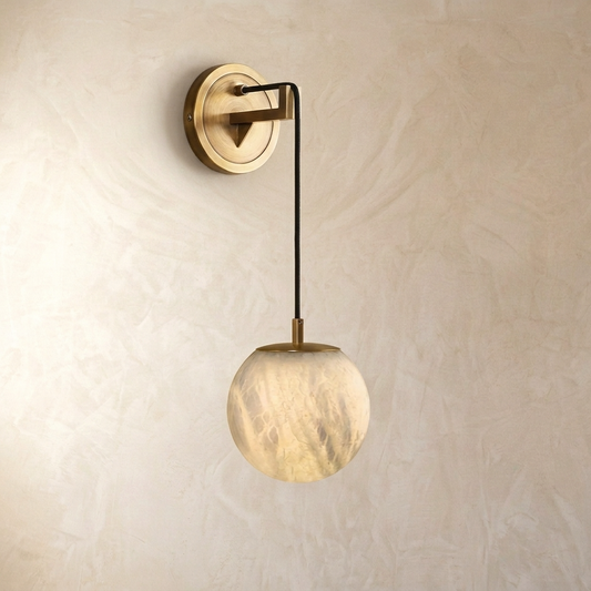 Natural Alabaster Drop Globe Wall Light