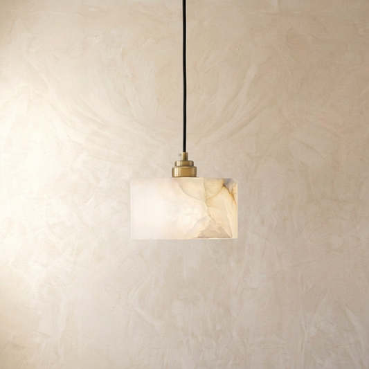 Natural Alabaster Drum Pendant Light