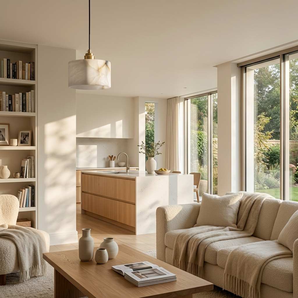 Natural Alabaster Drum Pendant Light