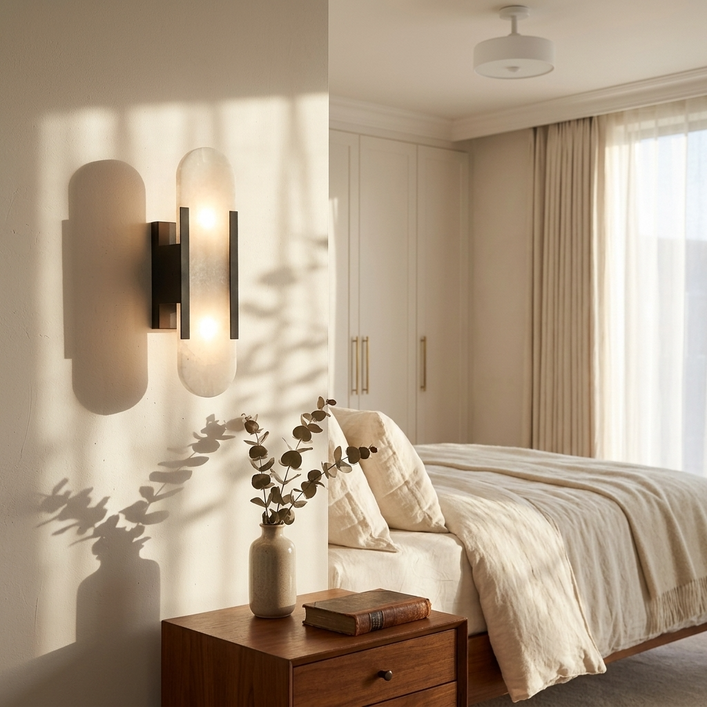 Natural Alabaster Elongated Wall Lamp