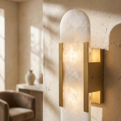 Natural Alabaster Elongated Wall Lamp