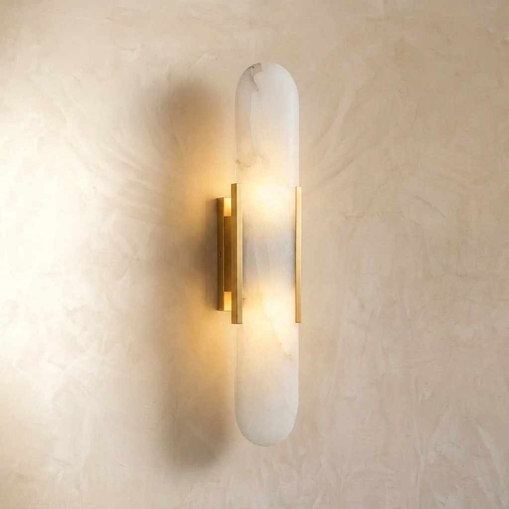 Natural Alabaster Elongated Wall Lamp