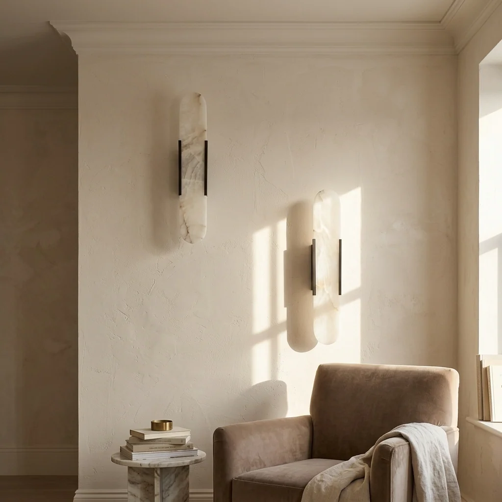 Natural Alabaster Elongated Wall Lamp