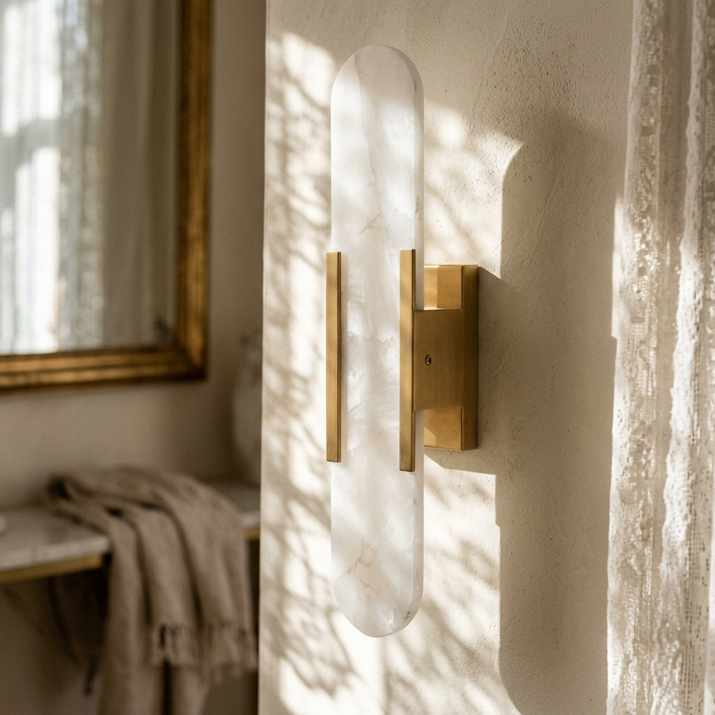 Natural Alabaster Elongated Wall Lamp
