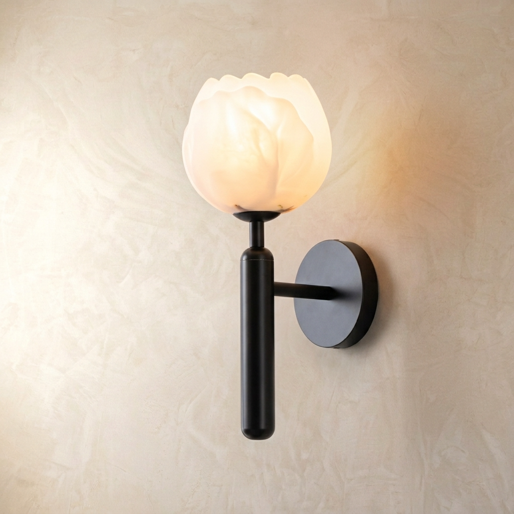 Natural Alabaster Flower Wall Light