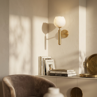 Natural Alabaster Flower Wall Light
