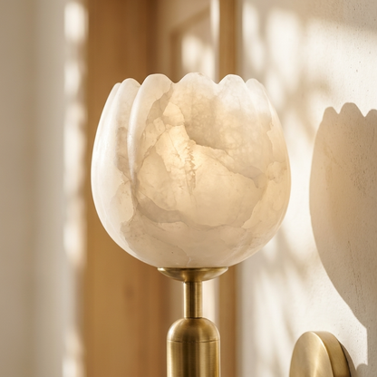 Natural Alabaster Flower Wall Light