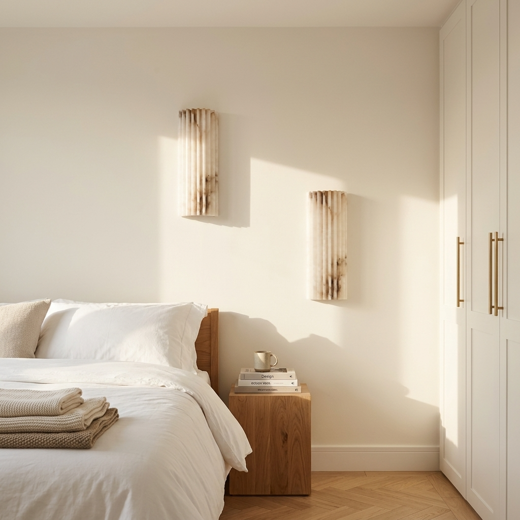 Natural Alabaster Fluted Wall Light