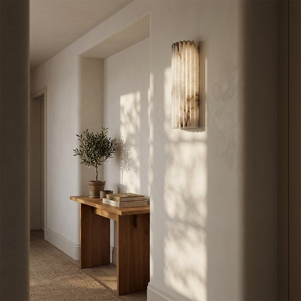 Natural Alabaster Fluted Wall Light