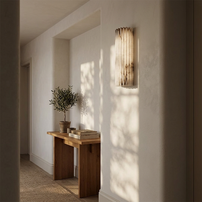 Natural Alabaster Fluted Wall Light