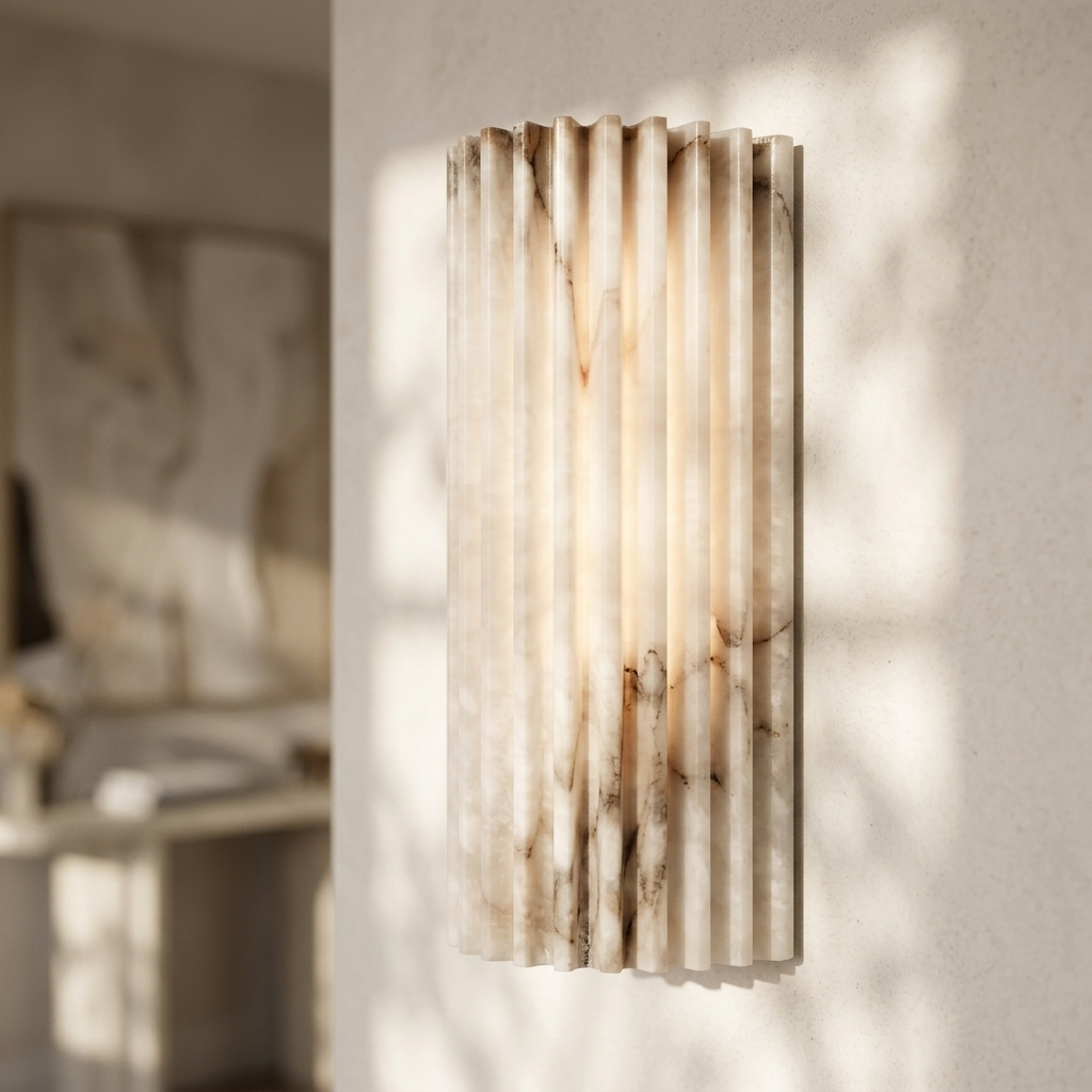 Natural Alabaster Fluted Wall Light