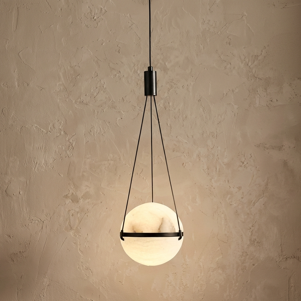 Natural Alabaster Globe Pendant Light