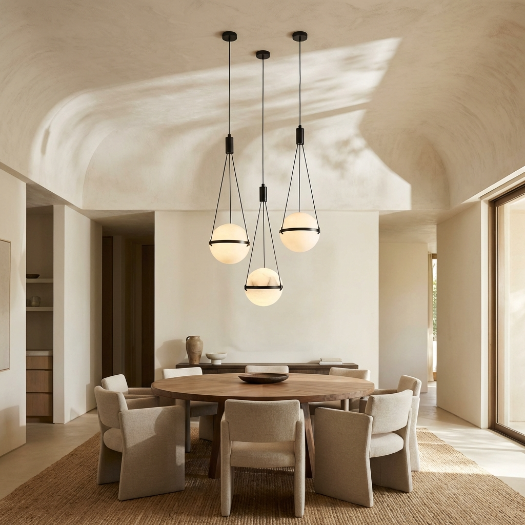 Natural Alabaster Globe Pendant Light