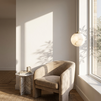Natural Alabaster Globe Pendant Light