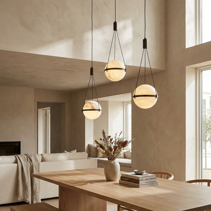Natural Alabaster Globe Pendant Light