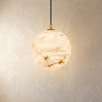 Natural Alabaster Globe Pendant Light