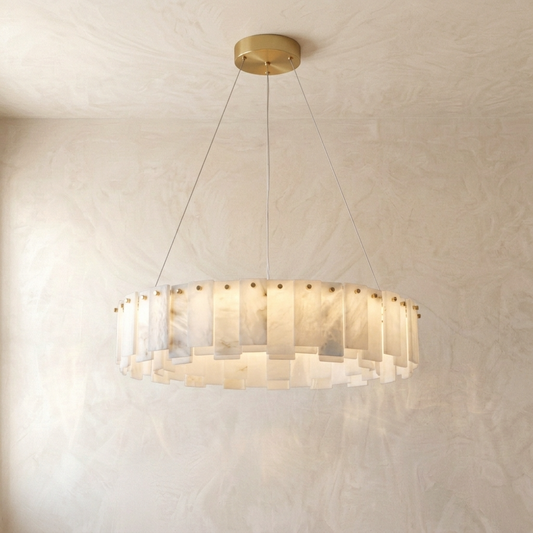 Natural Alabaster Halo Chandelier