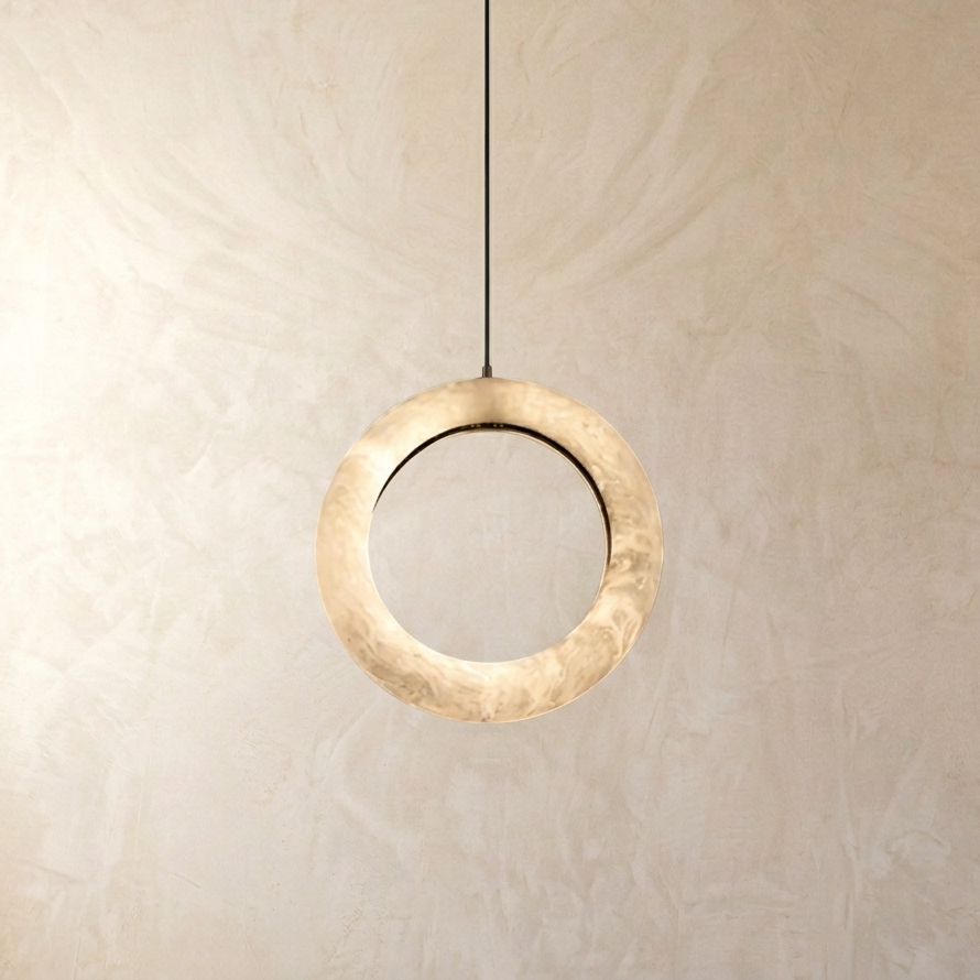 Natural Alabaster Halo Pendant Light