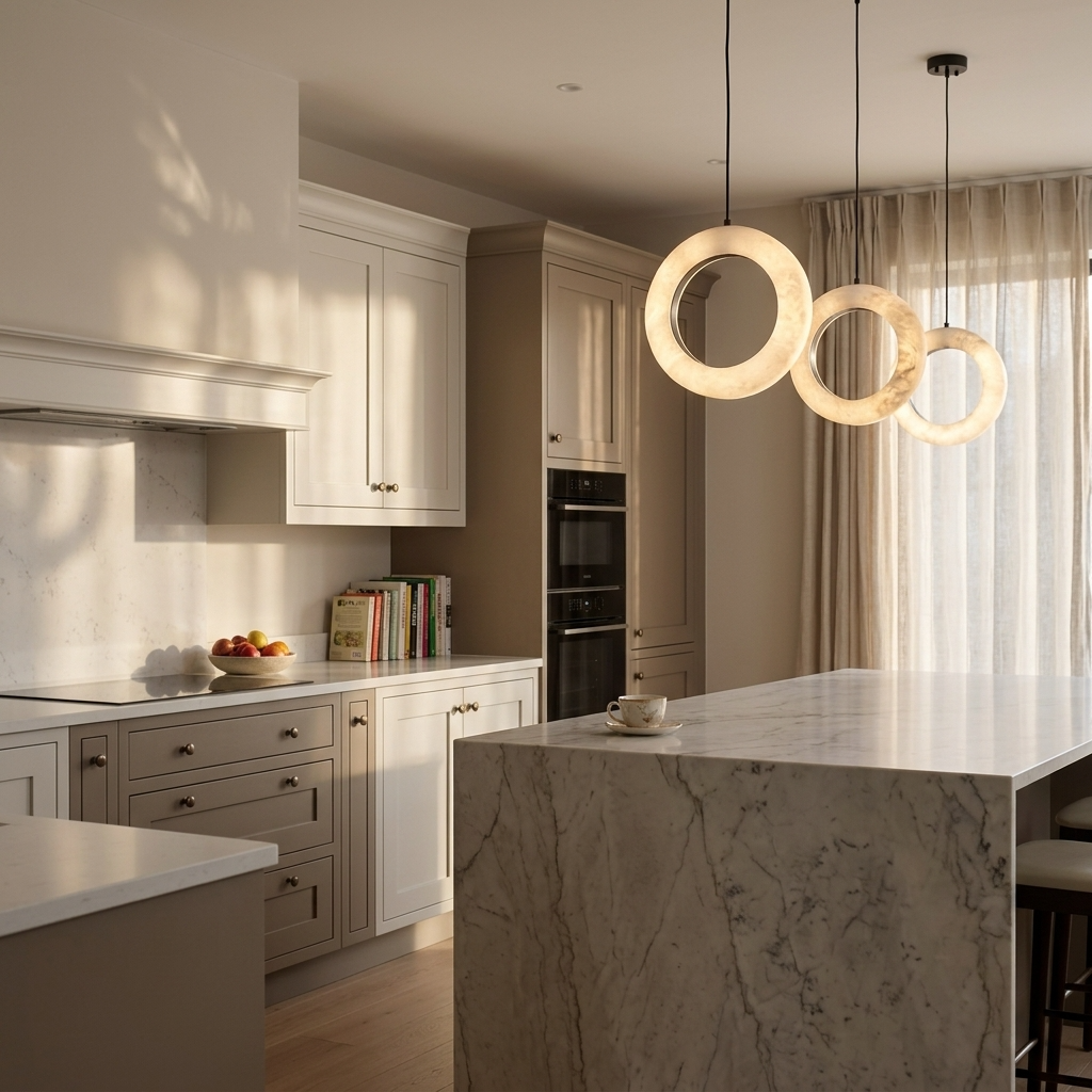 Natural Alabaster Halo Pendant Light