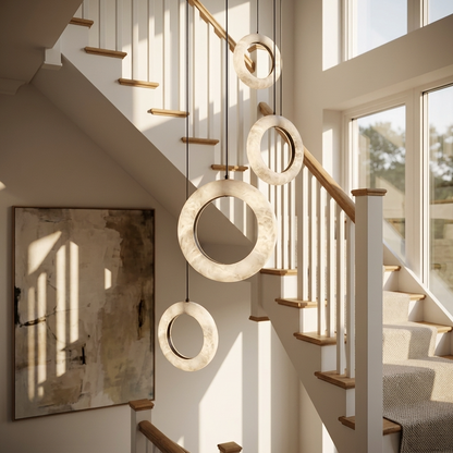 Natural Alabaster Halo Pendant Light