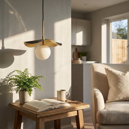 Natural Alabaster Leaf Pendant Light
