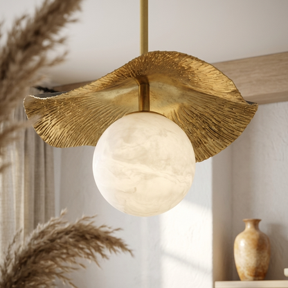 Natural Alabaster Leaf Pendant Light