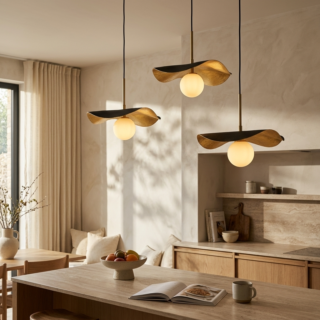 Natural Alabaster Leaf Pendant Light