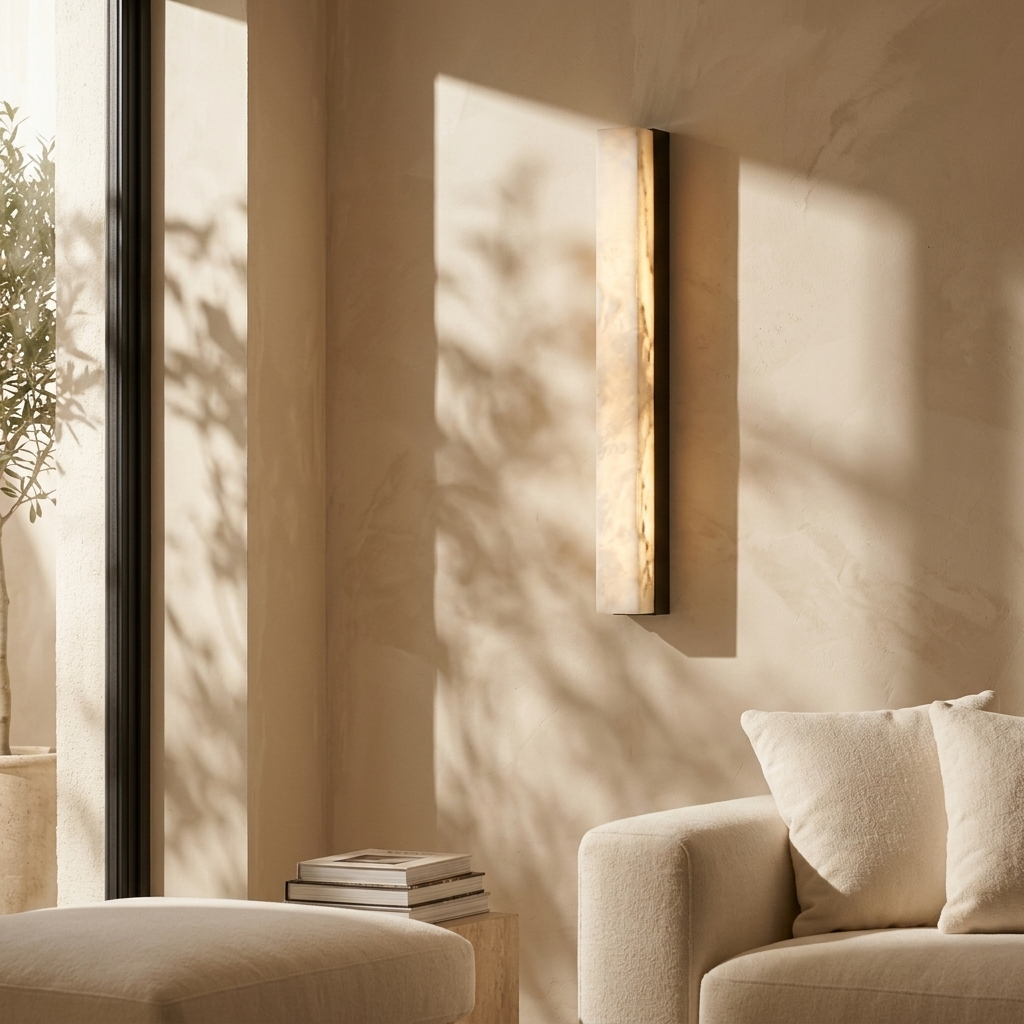 Natural Alabaster Linear Bar Wall Light