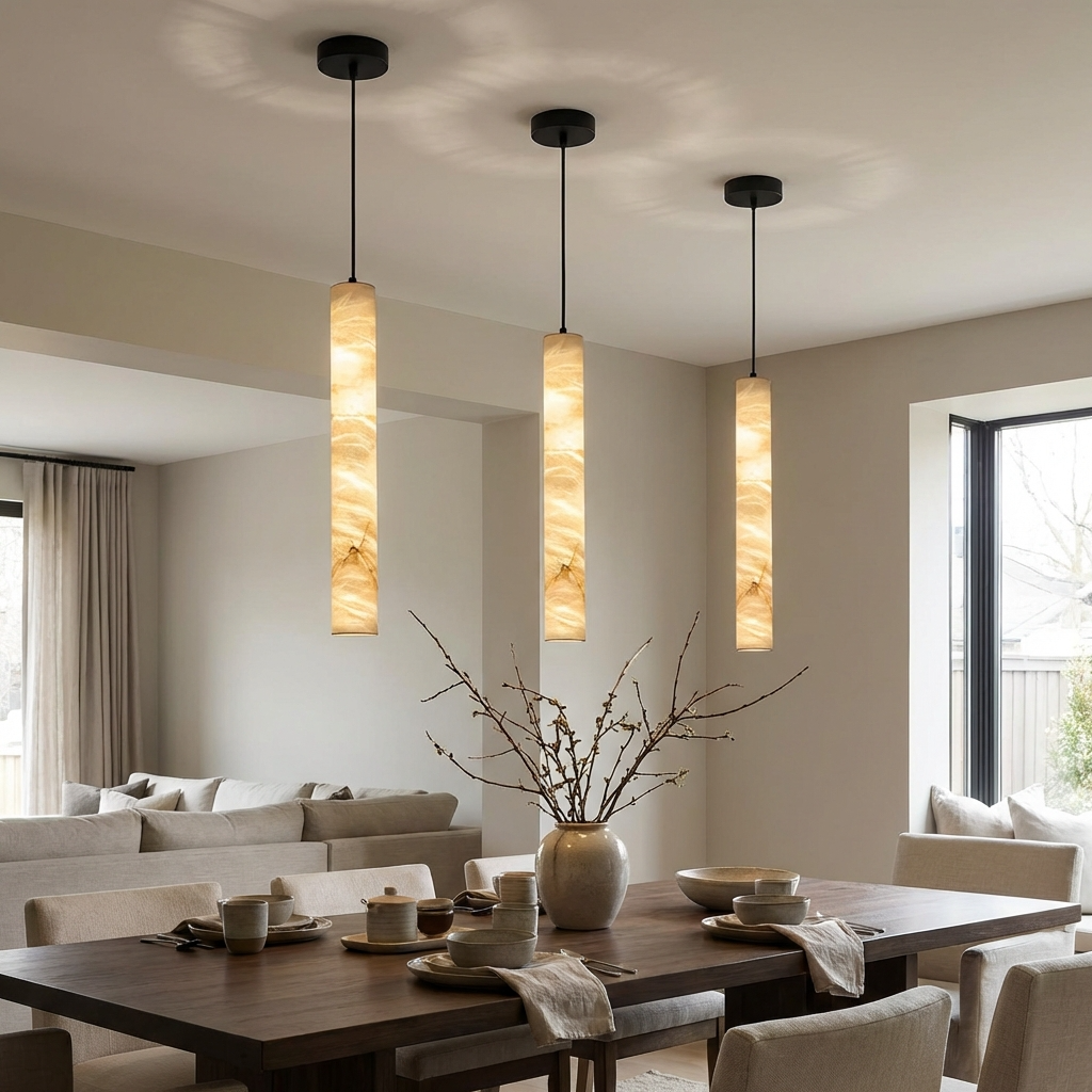 Natural Alabaster Linear Pendant Light