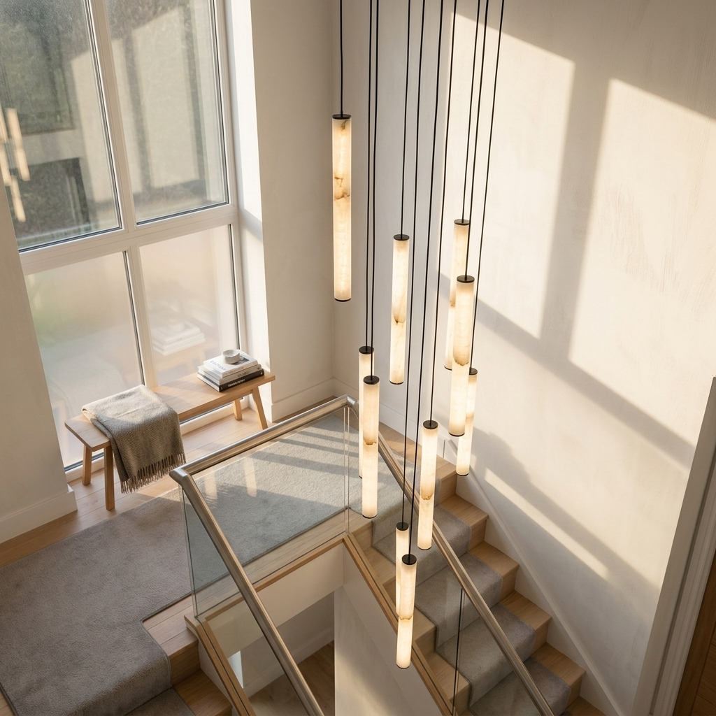 Natural Alabaster Linear Pendant Light