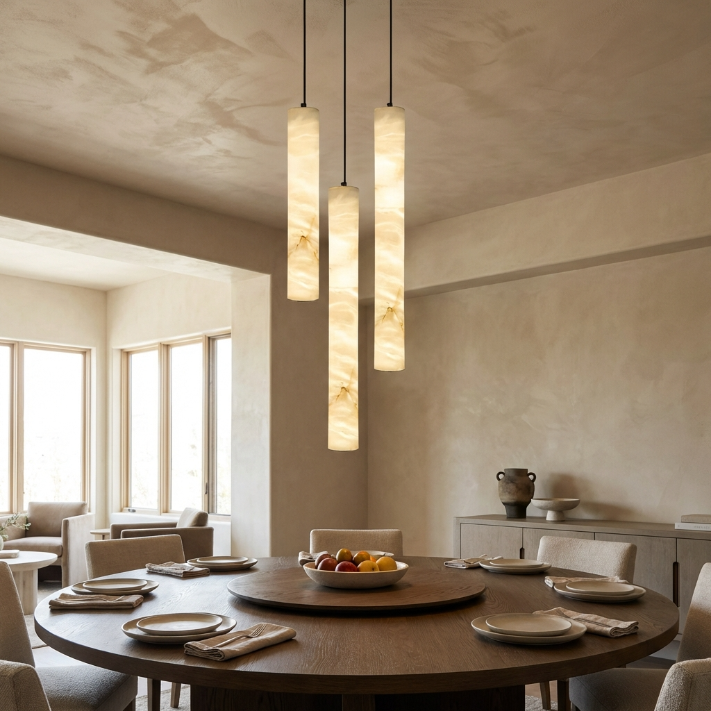 Natural Alabaster Linear Pendant Light