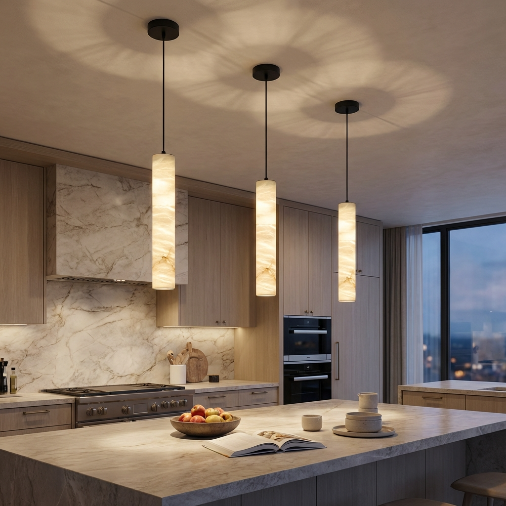 Natural Alabaster Linear Pendant Light