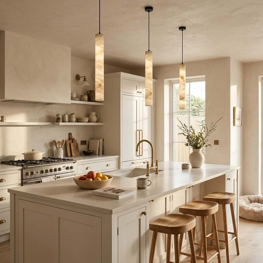 Natural Alabaster Linear Pendant Light