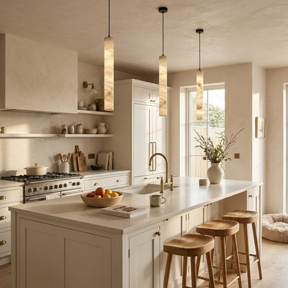 Natural Alabaster Linear Pendant Light