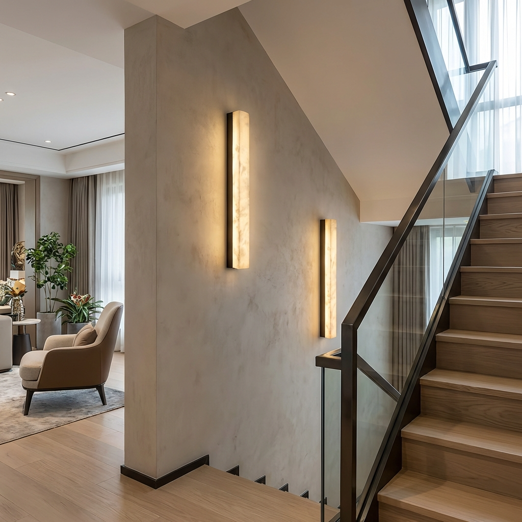Natural Alabaster Linear Bar Wall Light