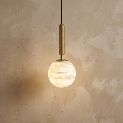 Natural Alabaster Orb Pendant Light