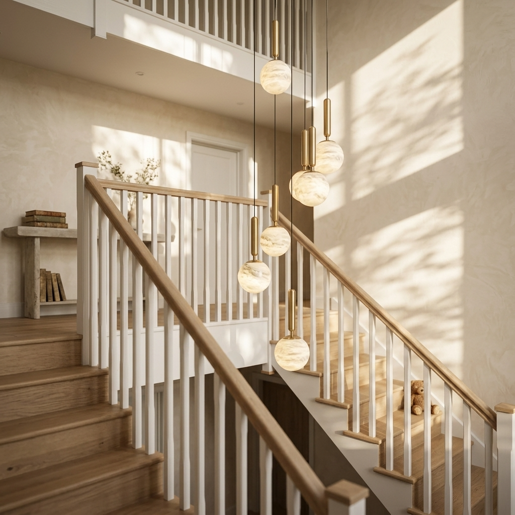 Natural Alabaster Orb Pendant Light