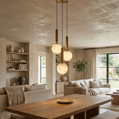 Natural Alabaster Orb Pendant Light