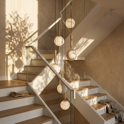 Natural Alabaster Orb Pendant Light